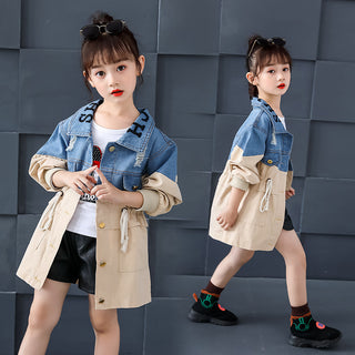 Fashion Simple Children's Denim Trench Coat