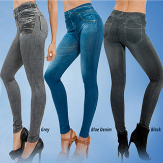 Fake Pocket Corset Denim Leggings