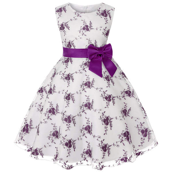 Girls Embroidered Princess Dress Lace