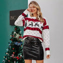 Christmas Festival Atmosphere Elk Pullover Round Neck Sweater Casual Top