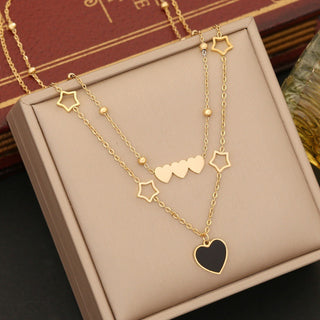 Buy necklace Black Love Jewelry Suit Stainless Steel Clavicle Chain