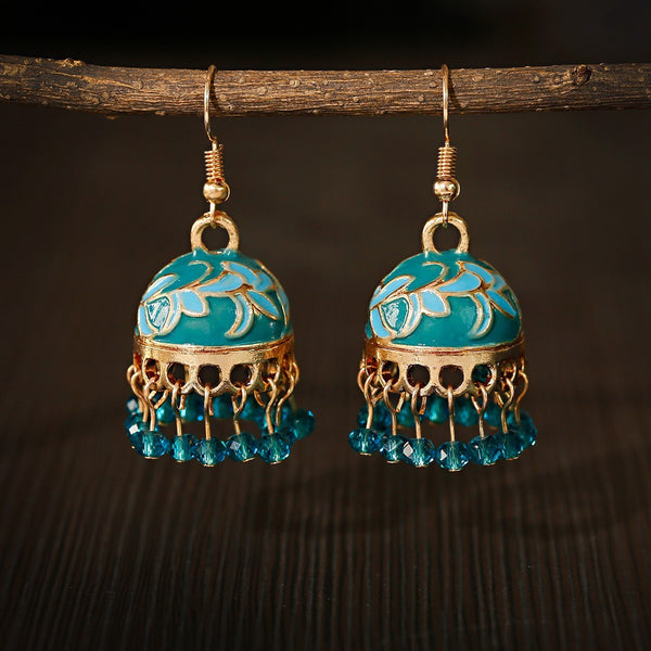 Bell Ethnic Style Bohemian Temperament Small Rice-shaped Beads Enamel Earrings