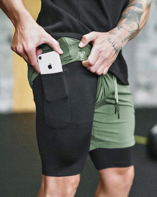 Buy green-black Beach Pants Casual Shorts Mesh Sports Pants