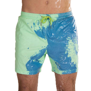 Buy green Men Magical Color Change Beach Shorts