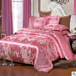 Buy bean-paste Luxury European Bedding Satin Jacquard Modal Cotton Tencel Set