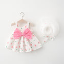 Summer New Baby Girl Print Bow Suspender Dress