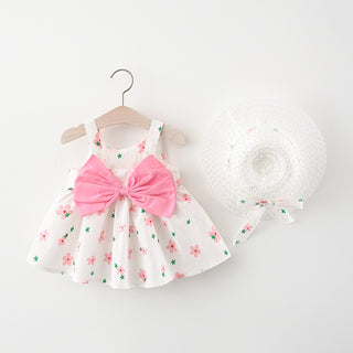 Buy fourleaf-clover-pink Summer New Baby Girl Print Bow Suspender Dress