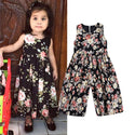 Pastoral Style Children's Clothing Girls Cotton Sleeveless Printed Wide-Leg Pants