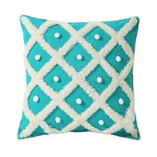 Buy blue Creative Home Ball Pillow Tufted Moroccan Pillow Elegant Cushion Pillow Case