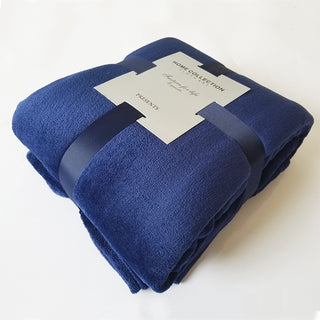 Buy navy-blue Pure Color Fleece Fleece Blanket Travel Blanket