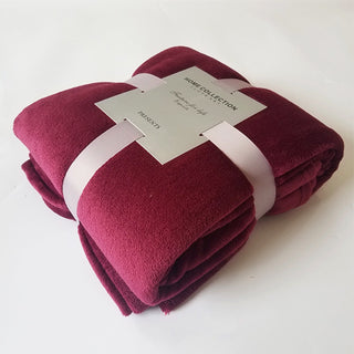 Buy wine-red Pure Color Fleece Fleece Blanket Travel Blanket