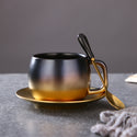 Simple Coffee Cup Set Gradient Gold Matte Black Gold Rim Coffee Cup