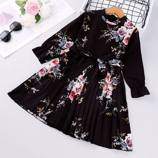 Buy black Explosive Kids Printed Long Sleeve Princess Dress