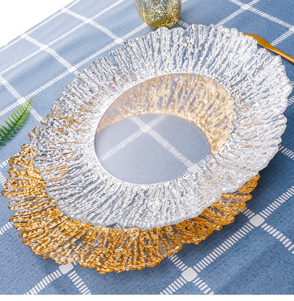 Creative Tree Pattern Glass Fruit Plate Gold Plating Plate