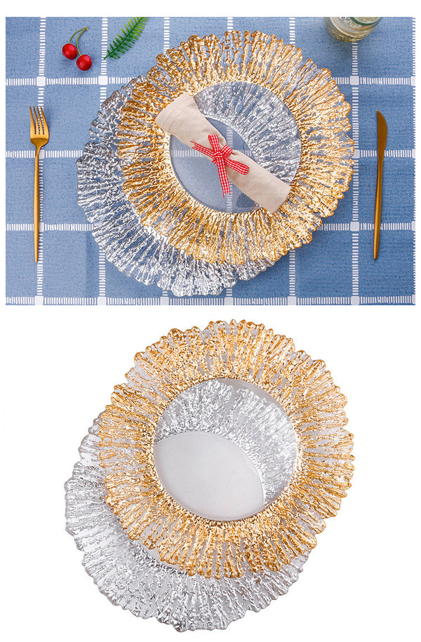 Creative Tree Pattern Glass Fruit Plate Gold Plating Plate