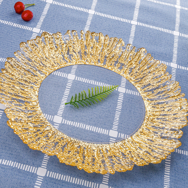 Creative Tree Pattern Glass Fruit Plate Gold Plating Plate