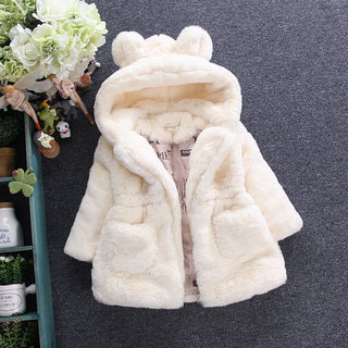 Buy white Girls Autumn And Winter Outfit Fur Coat Plus Velvet Thickening