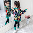 Little Girl Super Western Style Net Red Korean Fashion Sweater Trousers Two-Piece Suit