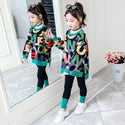 Little Girl Super Western Style Net Red Korean Fashion Sweater Trousers Two-Piece Suit