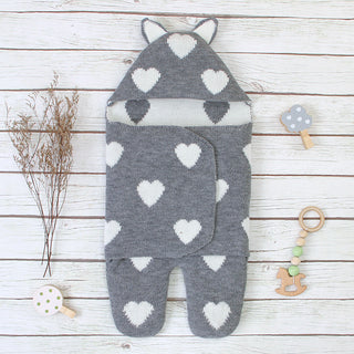 Buy grey Newborn Solid Color Love Sleeping Bag Blanket Wrapped Baby Sleeping Bag