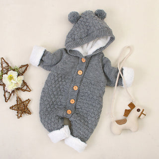 Buy grey Baby Clothes Knitted Jumpsuit Spring And Autumn Models