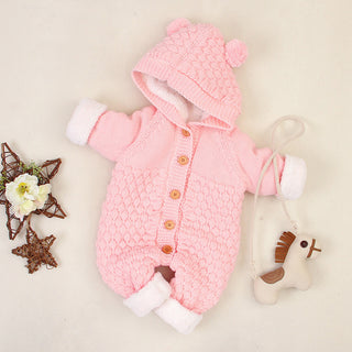 Buy pink Baby Clothes Knitted Jumpsuit Spring And Autumn Models