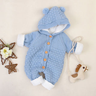 Buy blue Baby Clothes Knitted Jumpsuit Spring And Autumn Models