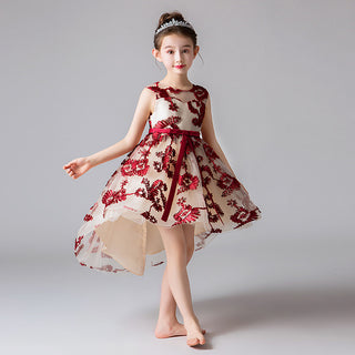 Buy red Girls Princess Dress Flower Girl Wedding Dress