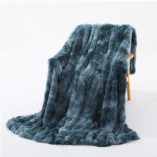 Buy blue Plush Double-layer Blanket Sofa Cover Blanket Tie Dye Casual Blanket