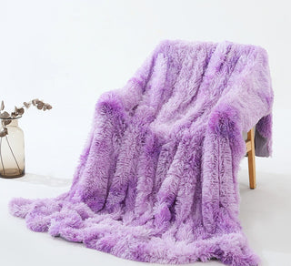 Buy purple Plush Double-layer Blanket Sofa Cover Blanket Tie Dye Casual Blanket