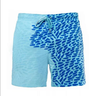 Buy blue-wave-point Men Magical Color Change Beach Shorts