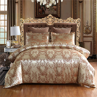 Buy brown Home Textile European-Style Satin Jacquard Bedding Kit