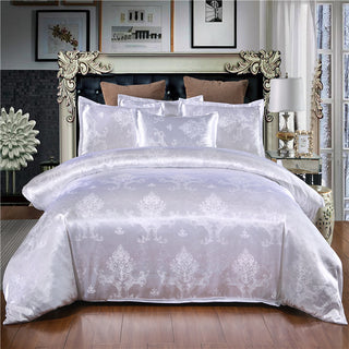 Buy white Home Textile European-Style Satin Jacquard Bedding Kit