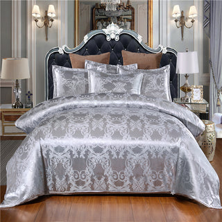 Buy grey Home Textile European-Style Satin Jacquard Bedding Kit