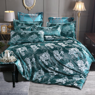 Buy green Home Textile European-Style Satin Jacquard Bedding Kit