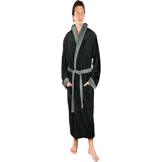 European And American Men's Clothing Men's Bathrobe Shawl Collar Wool Bathrobe Spa