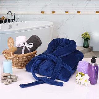 Buy dark-blue European And American Men&#39;s Clothing Men&#39;s Bathrobe Shawl Collar Wool Bathrobe Spa