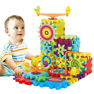 Buy colorful Electric Gears 3D Model Building Kits Plastic Brick Blocks Educational Toys for Kids