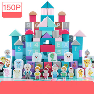 Buy single-package-of-150-building Children&#39;s Building Block Toys 1-2 Years Old Girl Baby 3-6 Years Old Baby Ppuzzle Boy Wood