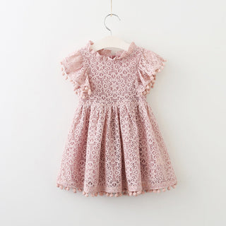 New Lace Flying Sleeve Princess Hollow Dress