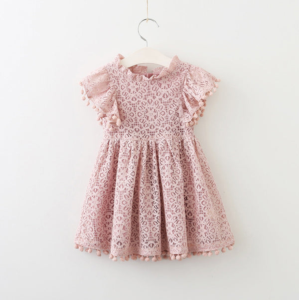 New Lace Flying Sleeve Princess Hollow Dress