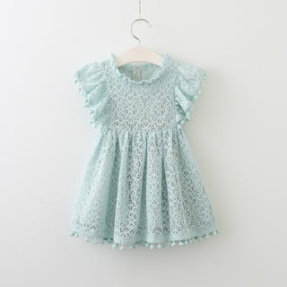 Buy green New Lace Flying Sleeve Princess Hollow Dress