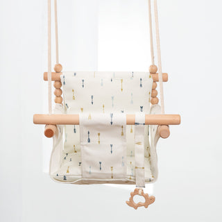 Buy arrow Cotton Canvas Baby Swing Chair Hanging Swing Indoor Outdoor Safety Baby Children&#39;s Toy Wooden Seat With Cushion Baby Room Decor