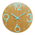 Glow In The Dark Wood Wall Clock Luminous Needle Wall Glitter Clock Modern Design Hanging Home Decor Clocks For Living Room