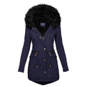 Women's Plush Hooded Parkas Winter Warm Thick  Zip-up Jackets