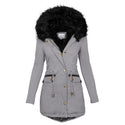 Women's Plush Hooded Parkas Winter Warm Thick  Zip-up Jackets