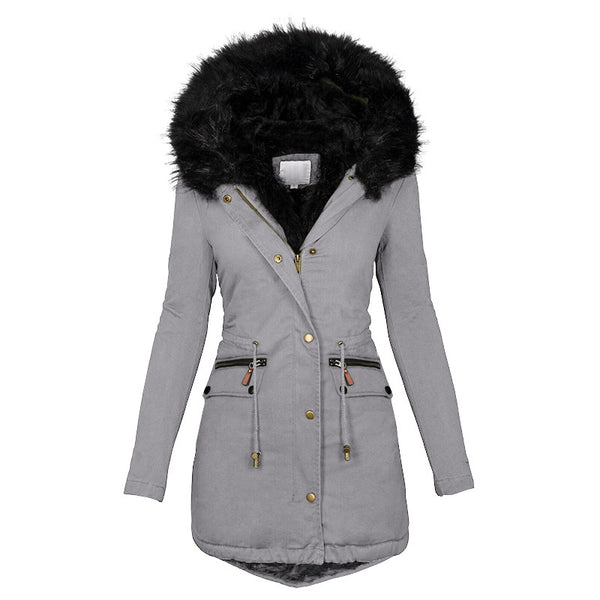 Women's Plush Hooded Parkas Winter Warm Thick  Zip-up Jackets