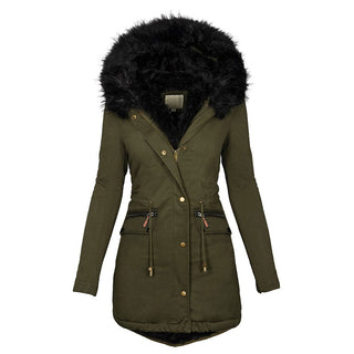 Buy green Women's Plush Hooded Parkas Winter Warm Thick  Zip-up Jackets