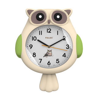 Buy owl-beige Cartoon Wall Clock Living Room Creative Household Fashion Cute Net Red Nordic Clock Clock Wall Mute