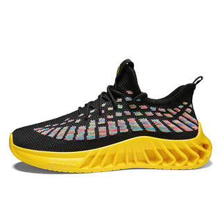 Buy black-and-yellow New Flying Woven Breathable Travel Shoes